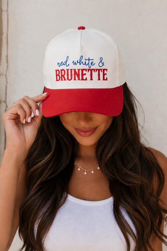 Red White & Brunette Embroidered Hat