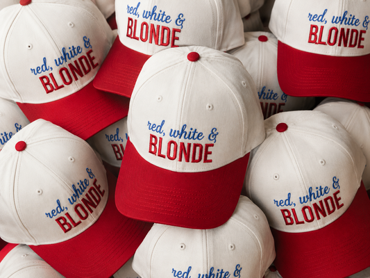 Red White & Blonde Embroidered Hat