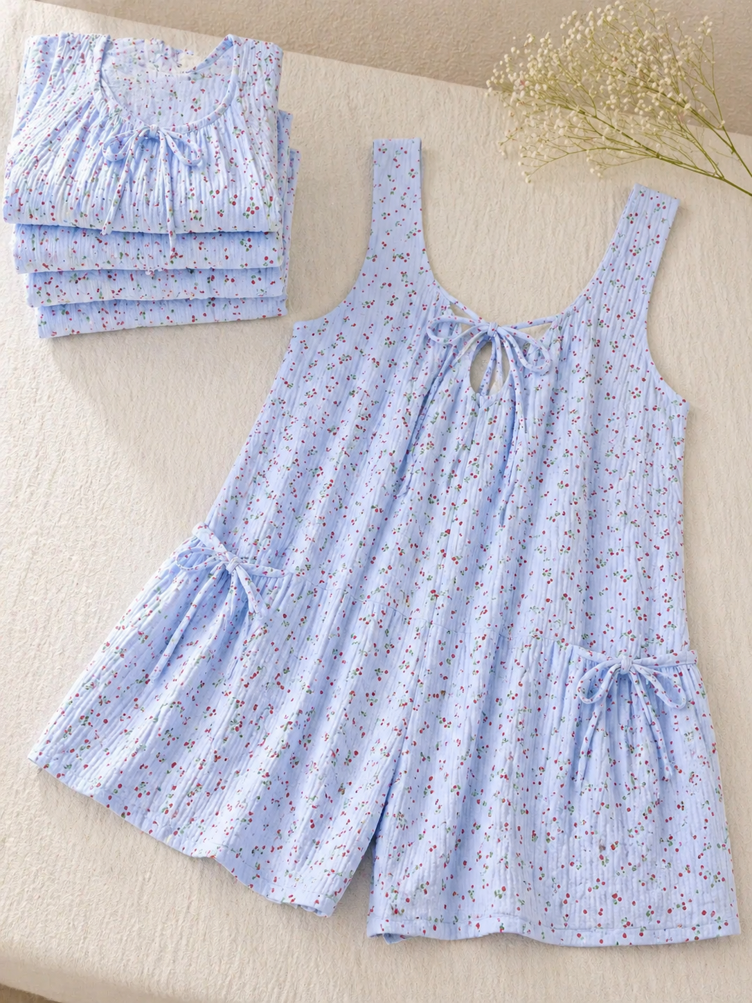 Cherry Bloom Babydoll Romper