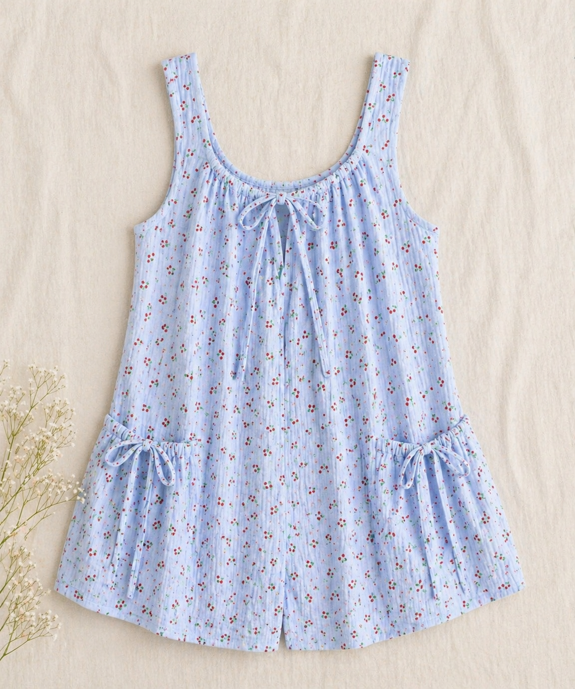 Cherry Bloom Babydoll Romper