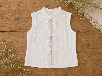Ivory Bloom Tie-Front Top