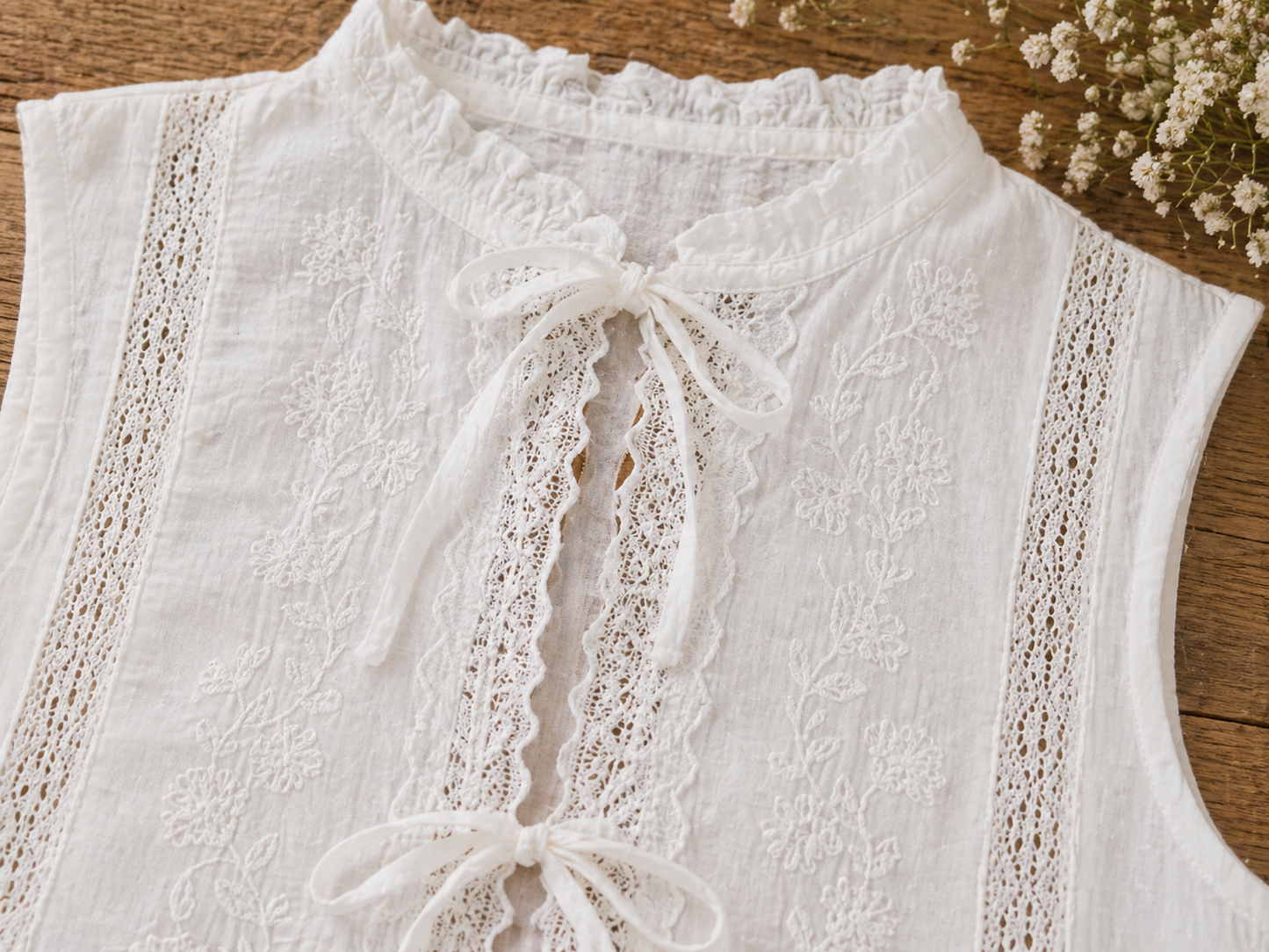Ivory Bloom Tie-Front Top