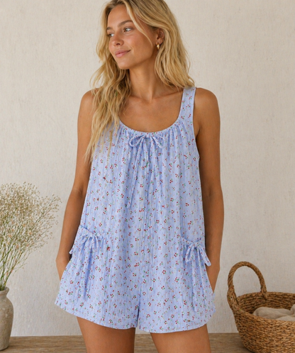 Cherry Bloom Babydoll Romper