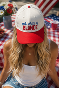 Red White & Blonde Embroidered Hat