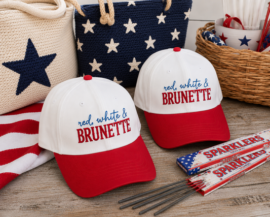 Red White & Brunette Embroidered Hat